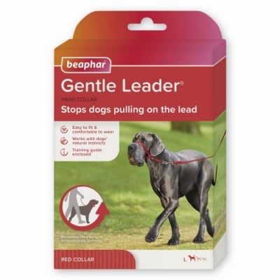 Beaphar Gentle Leader повод срещу дърпане за куче, червен, едри породи