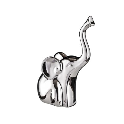 Сребърна керамична фигура слон - символ на сила и мъдрост