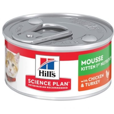 Мус за котенца от отбиването до 1 г. с пилешко и пуешко месо  Hill’s  Science Plan Kitten 1st Nutrition Mousse, 82гр