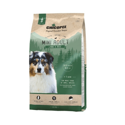 Храна за кучета Chicopee Classic Nature Adult Mini за дребни породи над 10 месеца с агне и ориз - 2.00кг; 15.00кг