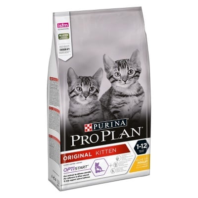 Суха храна за малки котенца до 12 месеца Purina Pro Plan Original Kitten, с пилешко месо, три разфасовки