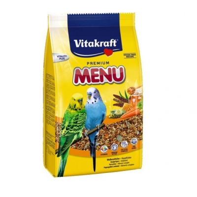 Храна за вълнисти папагали с йод и мед Vitakraft Premium Menu, две разфасовки