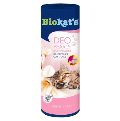 Освежител за котешка тоалетна Biokat’s DEO Pearls Baby Powder, с аромат на бебшка пудра, 700гр