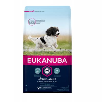 Храна за израснали кученца от средни породи Eukanuba adult medium, 3.00кг