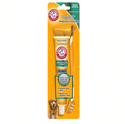 Arm & Hammer - ензимна паста за зъби за кучета + двустранна четка + четка напръстник комплект