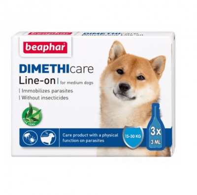 Противопаразитни пипети за кучета от средни породи до 30 кг Dimethicare Line-on Beaphar, с Димeтикон, 3 бр