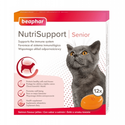 Желирани капсули за котка Beaphar NutriSupport Senior Cat за възрастни за подсилване на имунната система, 12бр