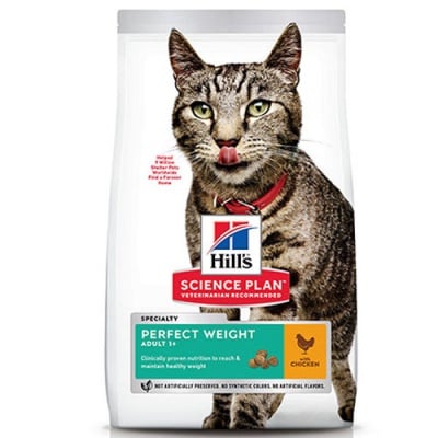 Храна за намаляване и поддържане на теглото за котки над 1 г. Hill’s Science Plan Adult Perfect Weight, с пилешко месо, 1.500кг