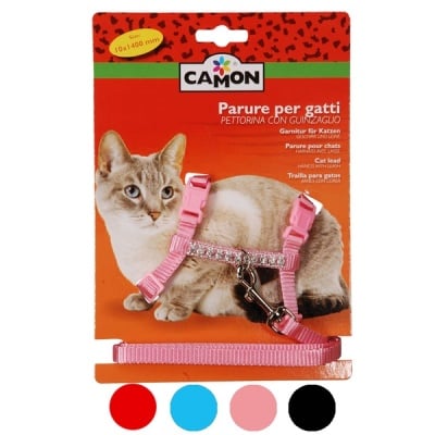 "Camon" - Комплект за котка повод + нагръдник - четири цвята