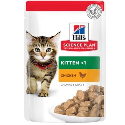 Храна за котенца до 1 год. и за бременни/кърмещи котки Hill’s  Science Plan Kitten пауч с пилешко, 12брх85гр