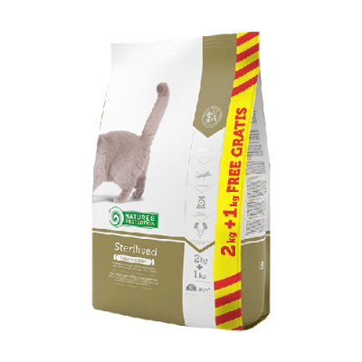 Nature's Protection cat Sterilised - Пълноценна храна за израстнали котки след кастрация  2КГ+1КГ ГРАТИС