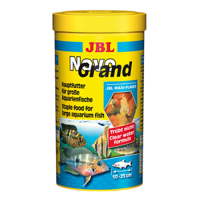 JBL NovoGrand 1l - Основна храна за големи декоративни рибки – люспи. Балансирана храна с повече от 50 съставки и 7 вида люспи