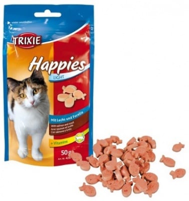 "Happies Light" - Лакомство за котки със сьомга и пъстърва