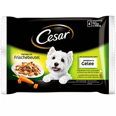 Cesar - Pouch adult пауч за кучета на средна възраст,  4 x 100 гр. - различни вкусове