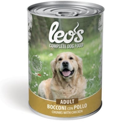 Консерва хапки в сос за кучета в зряла възраст Leo’s, с пилешко месо,  две разфасовки