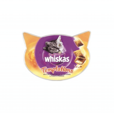 Whiskas хрупкави джобчета - вкусно лакомство с хрупкава обвивка и неустоим, сочен пълнеж -60гр - два вкуса