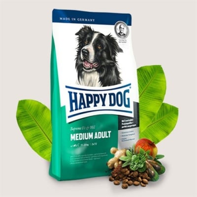 Happy Dog Adult Medium -Храна за средни породи кучета/с тегло от 11 до 15кг/ над 1 година - три разфасовки