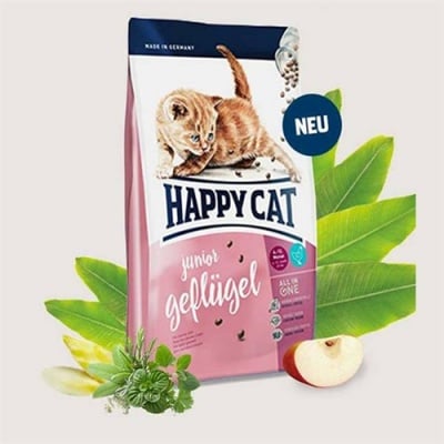 Happy Cat JUNIOR – Джуниър Пилешко -Храна за котета на възраст от 4-тия до 12-ия месец - три разфасовки
