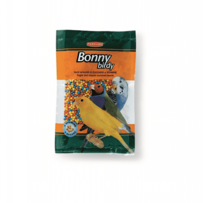 Семена обвити със захар и витамини за вълнисти папагали, канарчета и екзотични птички. Опаковка: 100 гр.