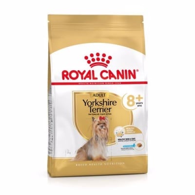 Суха храна за йоркширски териери на възраст над 8 години Royal Canin Breed Yorkshire Terrier Adult 8+, две разфасовки