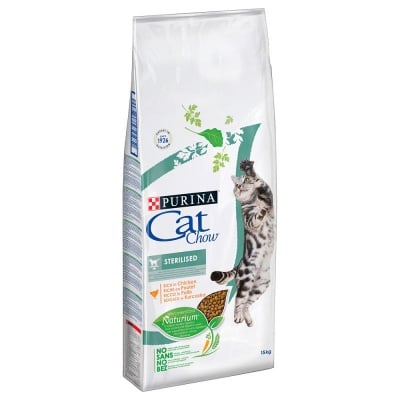 Суха храна за кастрирани котки Purina Cat Chow Adult Special Care Sterilised, две разфасовки