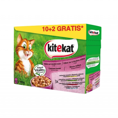 Kitekat Pouch Mix Menu in Jelly - Смесено меню в желе за котки в зряла възраст - 12 паучаx100гр.