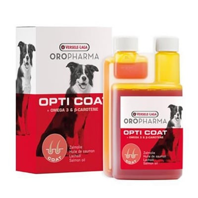 Opti Coat -Хранителна добавка за кучета с високо съдържание на сьомгово масло и В-каротин за лъскава козина и здрава кожа - 250мл;1.0л