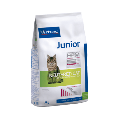 Профилактична храна за подрастващи котки от кастрацията до 12 месечна възраст Virbac Junior Neutered cat, две разфасовки