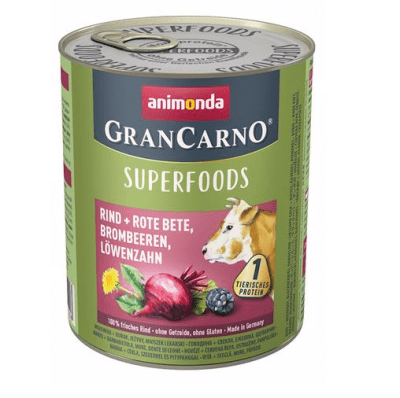 Консервирана храна за кучета Animonda GranCarno Superfoods Beef, с говеждо, червено цвекло, капини, глухарче, 800гр