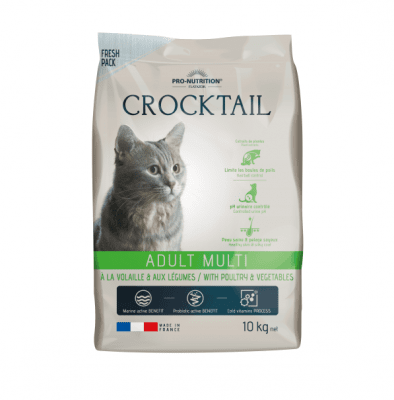 Храна за пораснали котки, предпочитащи комбинация от вкусове Flatazor Crocktail ADULT MULTI, с домашни птици и зеленчуци, две разфасовки