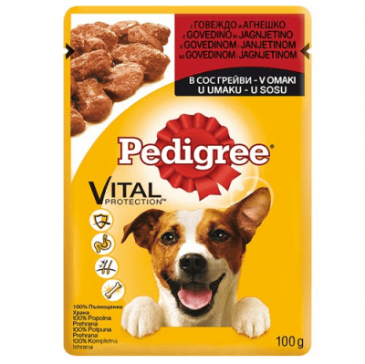 Pedigree - Pouch adult пауч за кучета над 12 месеца,  100 гр - разлчини вкусове