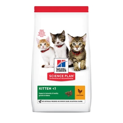 Hill's Science Plan Kitten с пиле - пълноценнна храна за подрастващи котенца и за бременни и кърмещи котки с пилешко месо -0.300кг; 1.500кг; 7.00кг