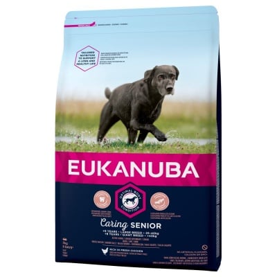 Храна за кучета от големи породи над 9 години Eukanuba Caring Senior Large Breed, с пиле, 15.00кг