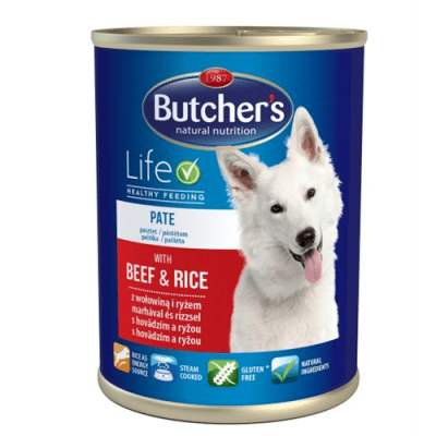 Пълноценна храна за кучета Butchers Life - БЕЗ глутен, различни вкусове, 390 гр.