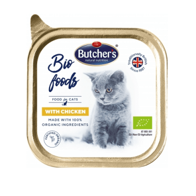 Био пастет за котки Butcher`s с 63% месно съдържание, без глутен 85гр - три вкуса