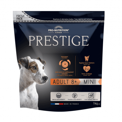 Пълноценна храна за кучета от дребни породи на възраст над 8 години Flatazor Prestige ADULT 8+ MINI , три разфасовки