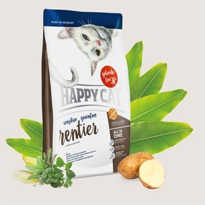 Happy Cat Sensitive Grain Free reindeer – Храна за котки с еленско месо - три разфасовки