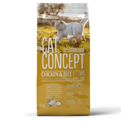 Храна за кастрирани котки Cat Concept Sterilised, с пилешко месо и ориз, 1.50кг