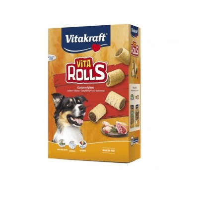 Хрупкави бисквити за кучета с вкусен пълнеж Vitakraft VITA RollS, 400гр