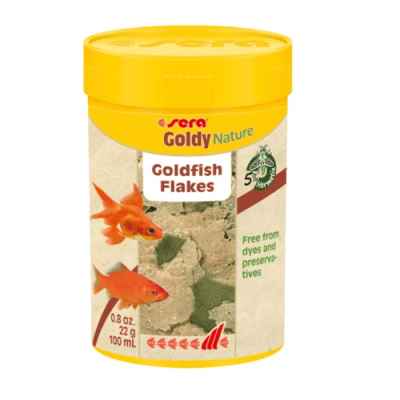 sera Goldy Nature, 100 мл - основна храна за златни рибки без оцветители и консерванти