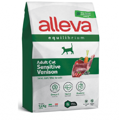 Хранa за възрастни котки с еленско Alleva® Equilibrium Sensitive Venison (Adult), 1.5 kg