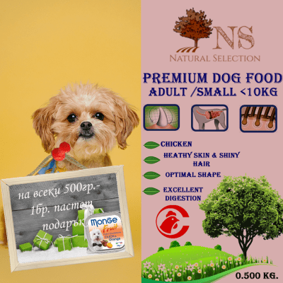 Суха храна за куче, Natural Selection Premium, с пилешко месо, 100гр насипно