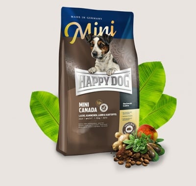Храна за кучета Happy Dog Mini Canada - За чувствителни млади кучета и за активни възрастни кучета от дребни породи - две разфасовки