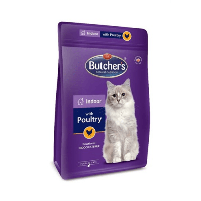 Butcher's Pro Series Indoor cat Пълноценна храна за котки живеещи предимно у дома или кастрирани котки с птиче месо 800гр