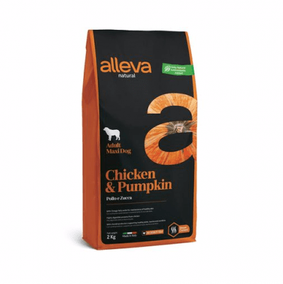 Пълноценна храна за възрастни кучета от големи породи Alleva® Natural, с пиле и тиква, 2.00кг