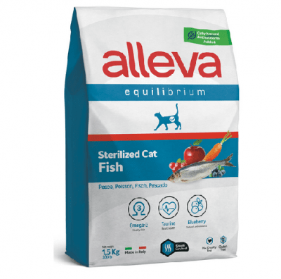 Храна с риба за възрастни кастрирани котки Alleva® Equilibrium Sterilized Fish (Adult), 1.5 kg