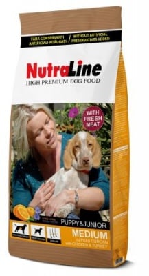 "Nutraline Dog MEDIUM PUPPY & JUNIOR" - Храна за подрастващи кученца от средни породи