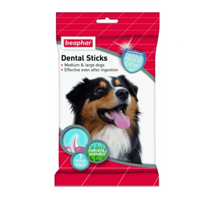 Beaphar Dental Sticks - лакомства за кучета със Спирулина и зелен чай за зъбна хигиена