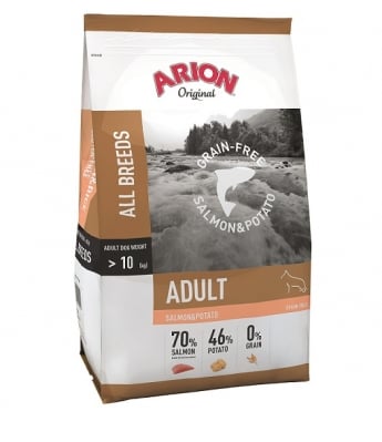 ARION Original Adult All Breeds Grain Free, Храна за кучета, Със сьомга и картофи, 12.00кг