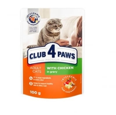 Club 4 Paws, Пауч за коте, Пиле в деликатен сос, 100 гр